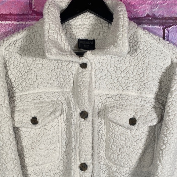 32 Degrees Heat Women’s Sherpa Fleece Jacket XS/S Cream Button-Up Teddy Coat - Picture 4 of 8